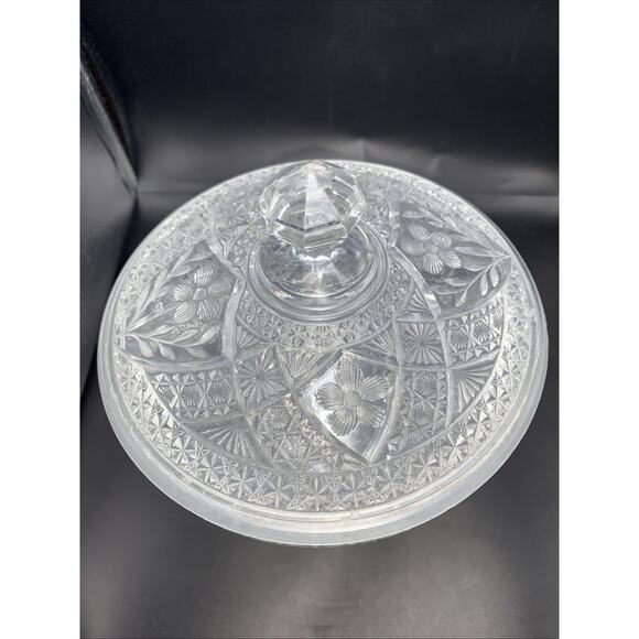 Vtg Depression Glass Classical Covered Pedestal Candy Dish Bowl Lidded **CHIP** - Picture 6 of 13